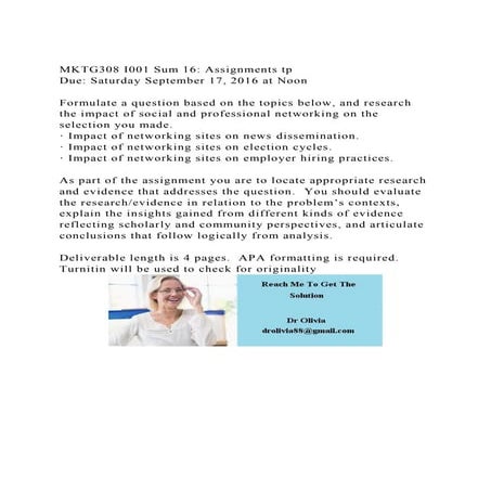 MKTG308 I001 Sum 16 Assignments tpDue Saturday September 17, 2.docx