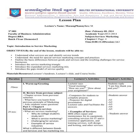 Marketing management -- course outline | DOC