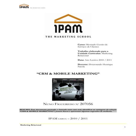 Mkt relacional crm & mobile mkt