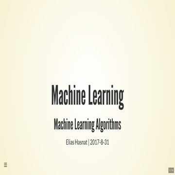 Machine Learning Algorithms | PPT