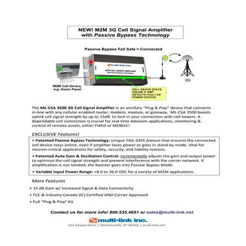 ML-CSA 3500 | 3G Cell Signal Amplifier