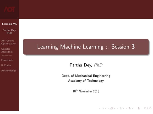 Machine Learning Lecture 5 (Genetic Algorithm)