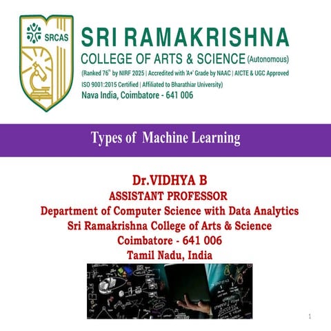 Machine Learning  introduction - Types of Machine Learning