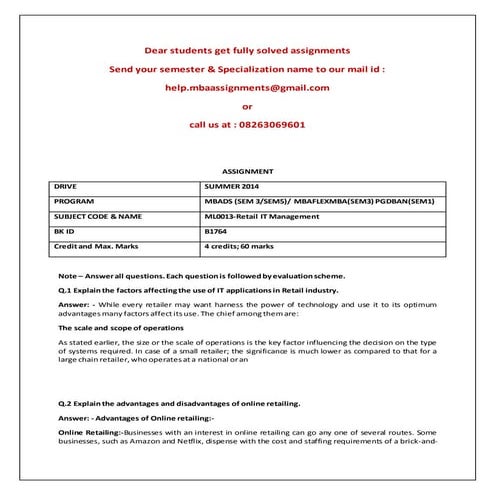 Ml0013 retail it management