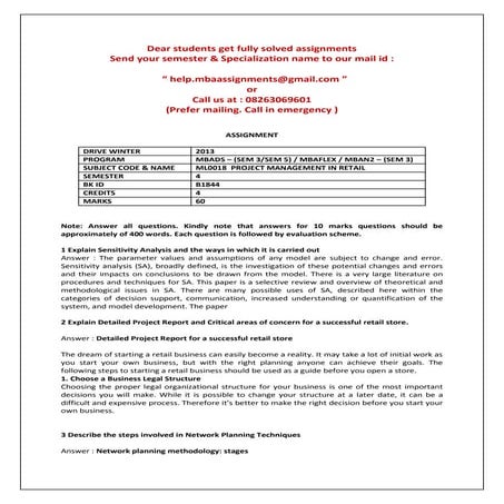 Ml0018  project management in retail