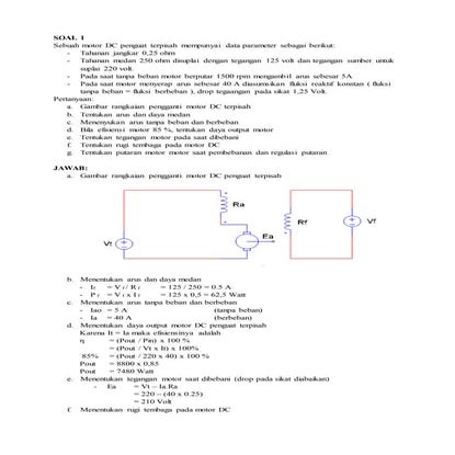 contoh soal motor dc