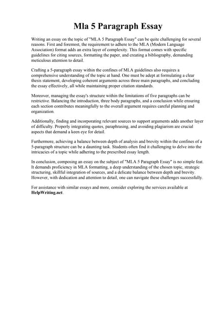 Mla 5 Paragraph Essay PDF - Mla5paragraphessay 240207135630 A3fe5ae4 Thumbnail