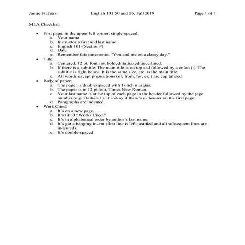 Mla checklist