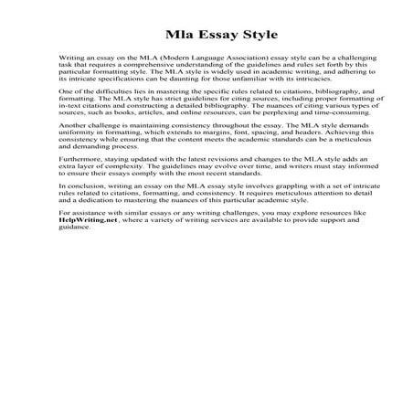 Mla Essay Style. Arizona Western College