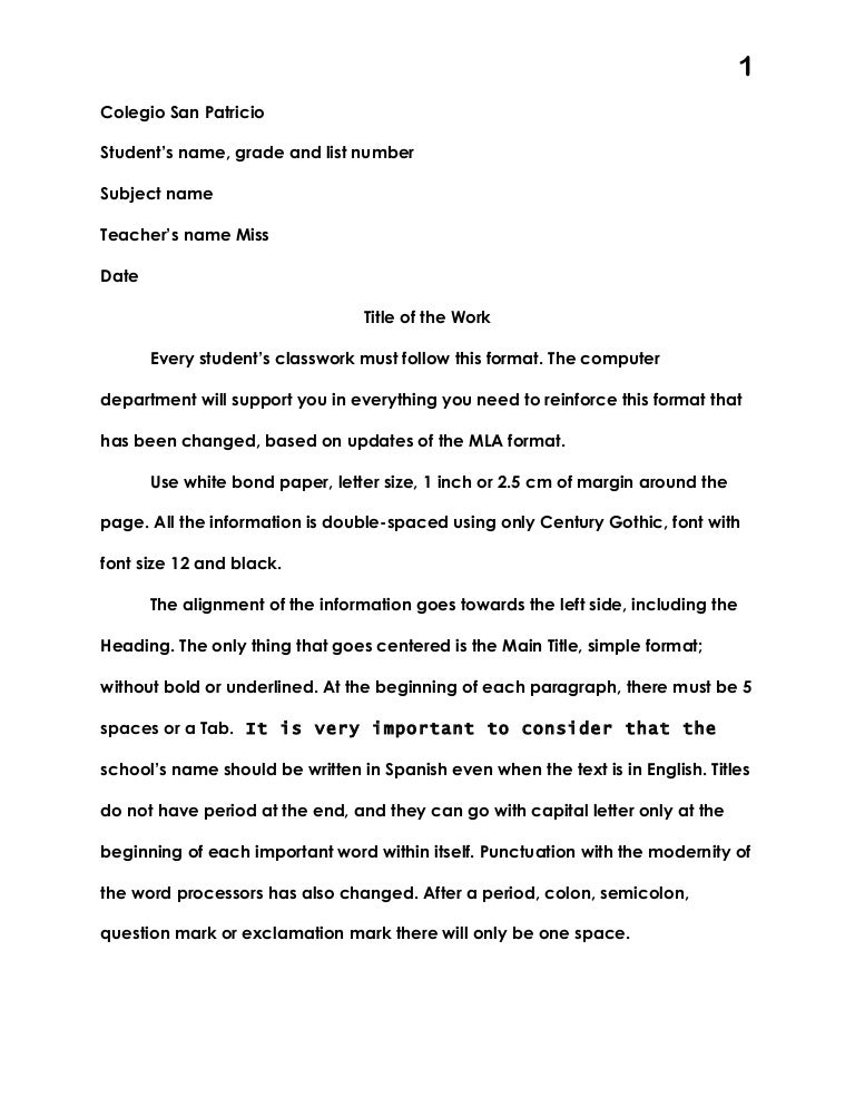 mla format for science fair mla format size