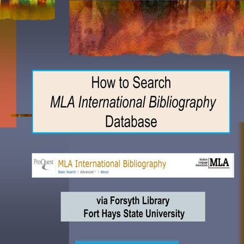MLA International Bibliography: How to search