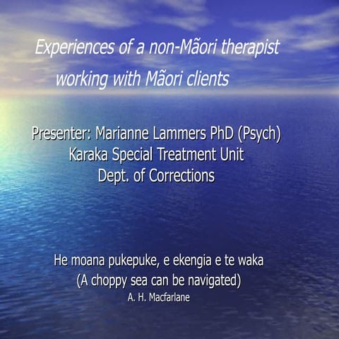 M Lammers, Culturally responsive interventions for Maori clients