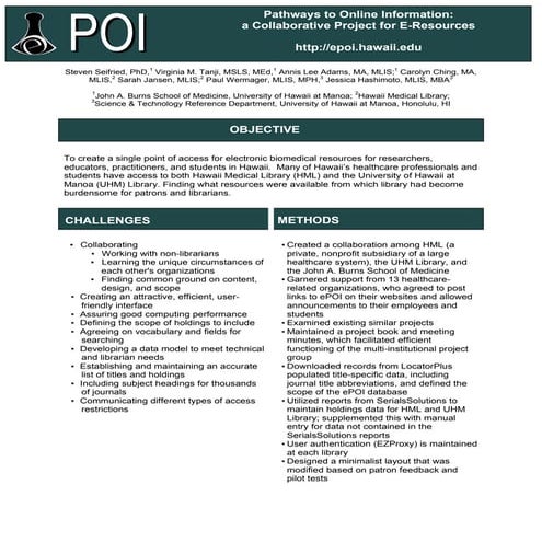 Pathways to Online Information: A Collaborative Project for E-Resources