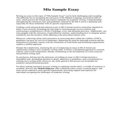 Mla Sample Essay