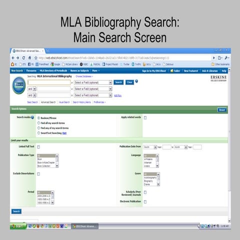 MLA (EBSCO) screenshots
