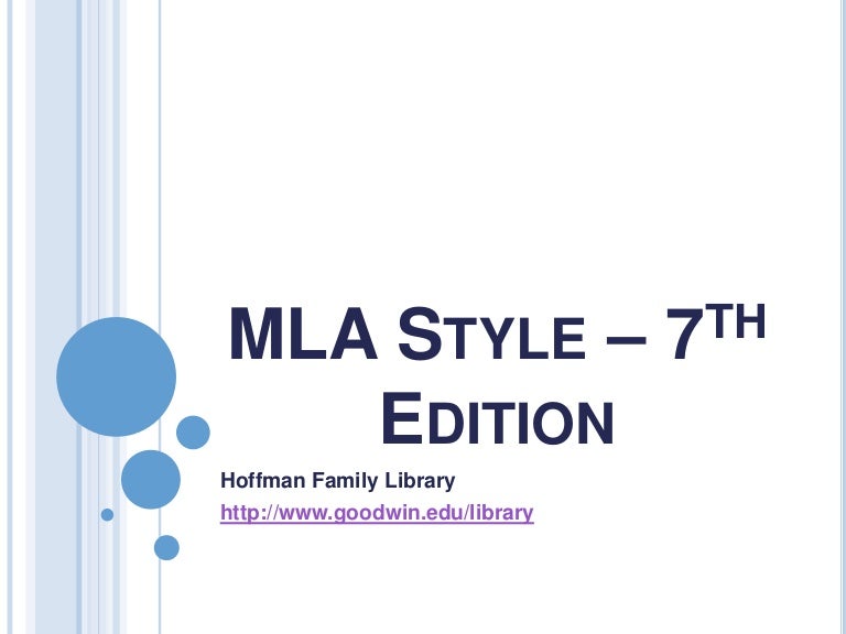 mla style 7th edition