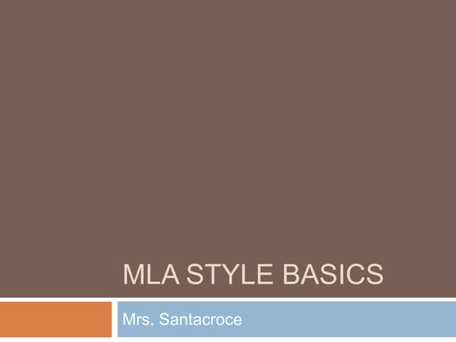 Mla style basics