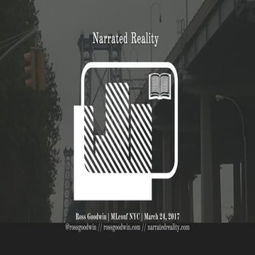 Ross Goodwin, Technologist, Sunspring, MLconf NYC 2017