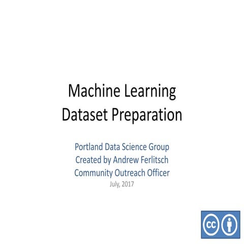 Machine Learning - Dataset Preparation