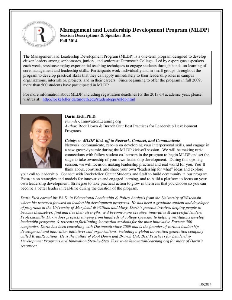 MLDP Session Descriptions and Speaker Bios