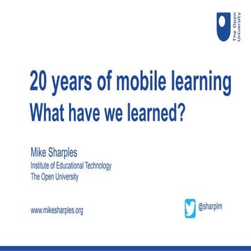 20 years of mobile learning - what have we learned?