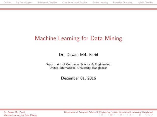 Machine Learning for Data Mining