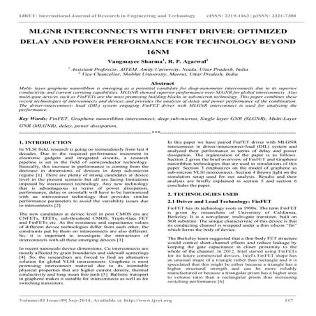 Mlgnr interconnects with finfet driver optimized delay and power performance ...