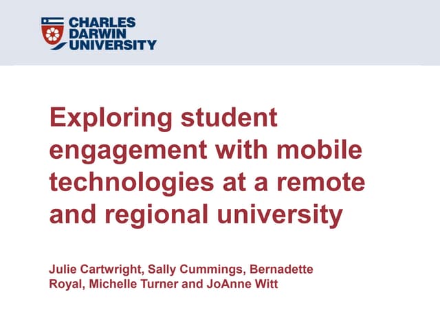 Exploring student engagement with mobile technologies at a regional university