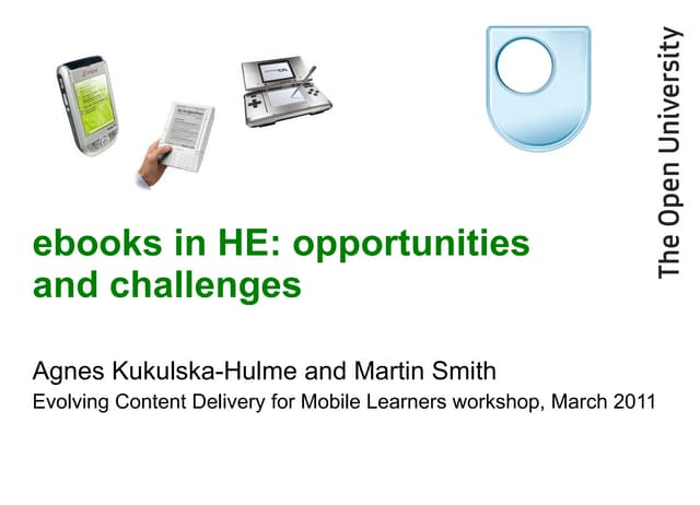 Mlibraries 3 ebooks in he opportunities and challenges March 2011