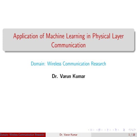Application of ML in physical layer