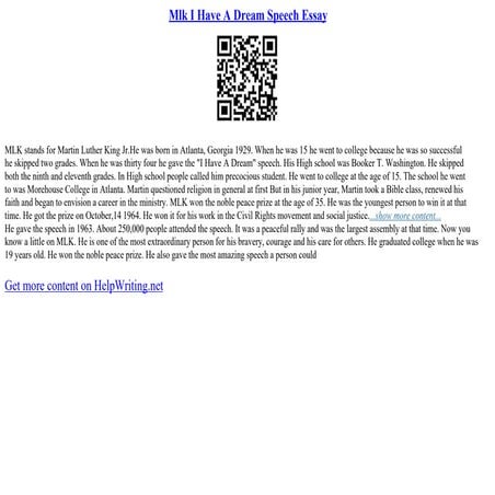 Mlk I Have A Dream Speech Essay