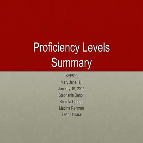 Proficiency Levels Summary