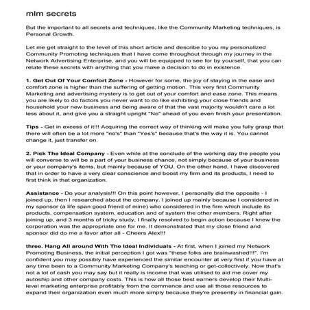 mlm secrets