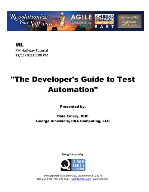 The Developer’s Guide to Test Automation