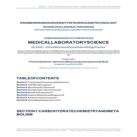 Comprehensive Clinical Biochemistry and Haematology Notes for Medical ...