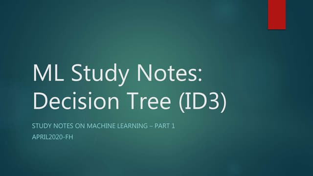 Ml study notes   id3