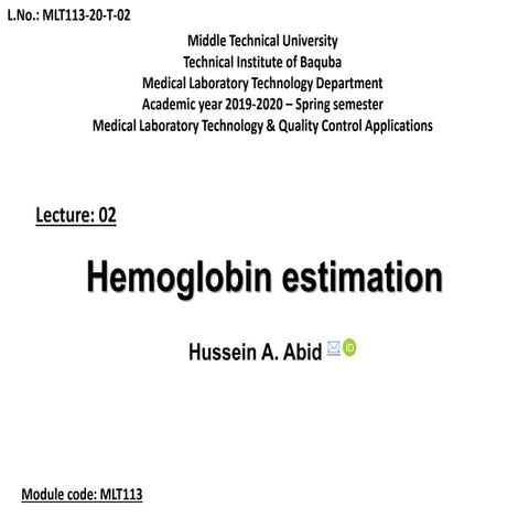 Hemoglobin estimation
