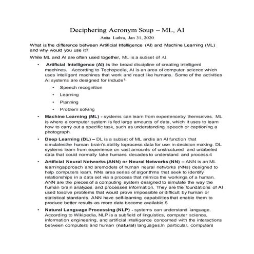 Deciphering Acronym Soup, ML vs. AI