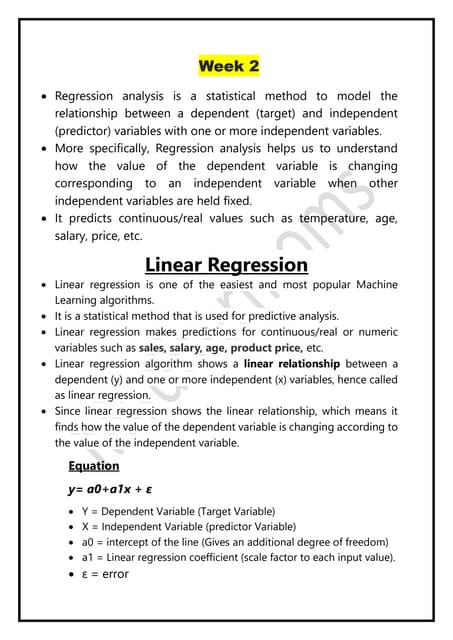 Machine Learning-Linear regression | PPTX