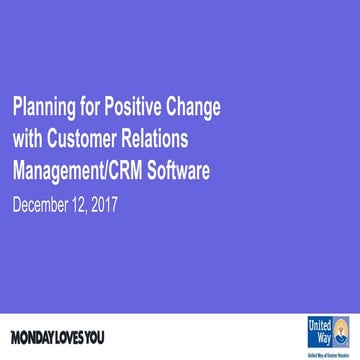 Planning for Positive Change with Customer Relations Management/CRM Software