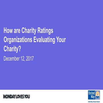 How are charity ratings organizations evaluating your charity?