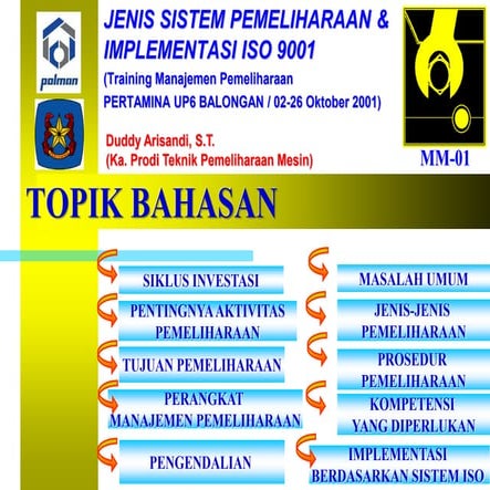 Mm 01 jenis sistem pemeliharaan &amp; implementasi iso 9001-polman bandung-pe...