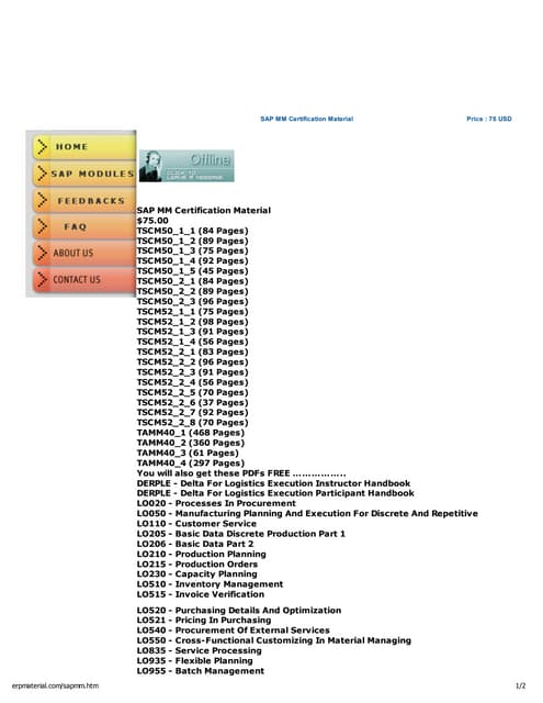 SAP MM Certification Material Download