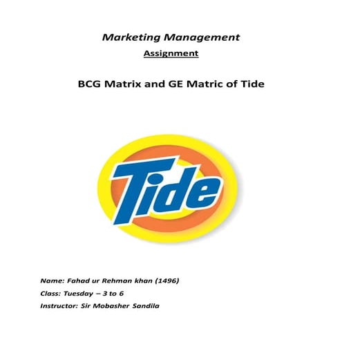 BCG Matrix and GE Matrix of Tide | DOCX