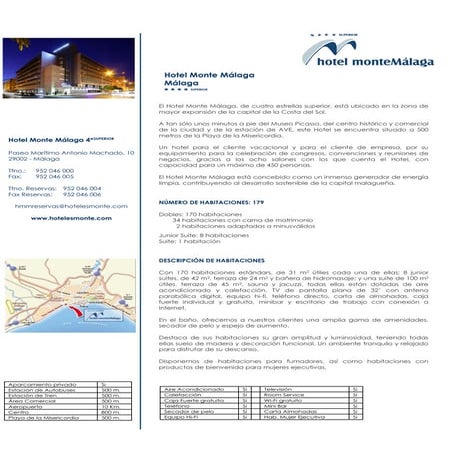 FIHA TECNICA - HOTEL MONTE MÁLAGA