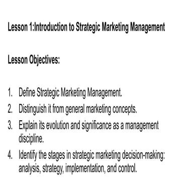 Introduction to Strategic marketing management