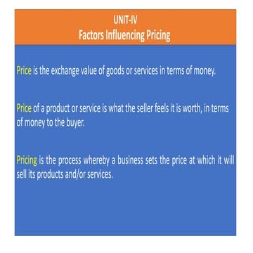 buissness ptt facrors to influne the price n