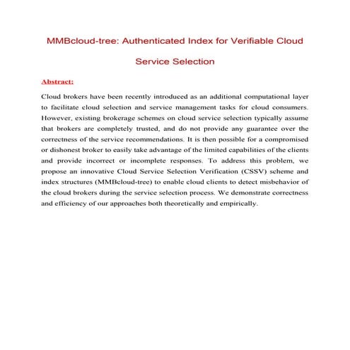 Mmb authenticated index for verifiable