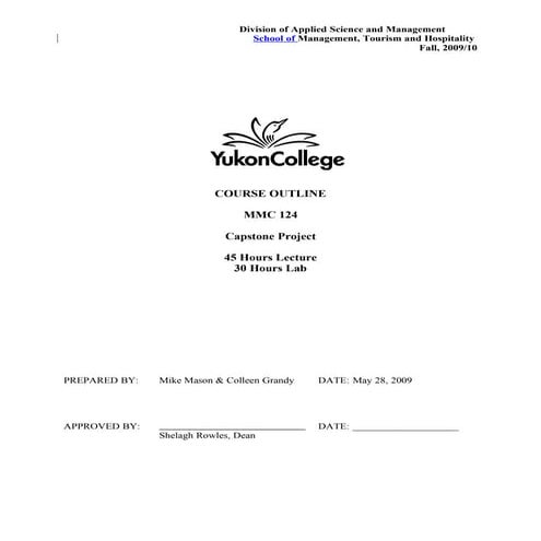 MMC124 Capstone Project Course Outline