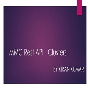 MMC Rest API - Clusters